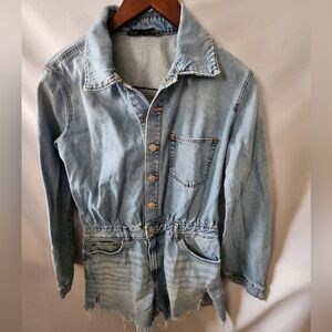 Zara Denim Romper Shorts. Size Large